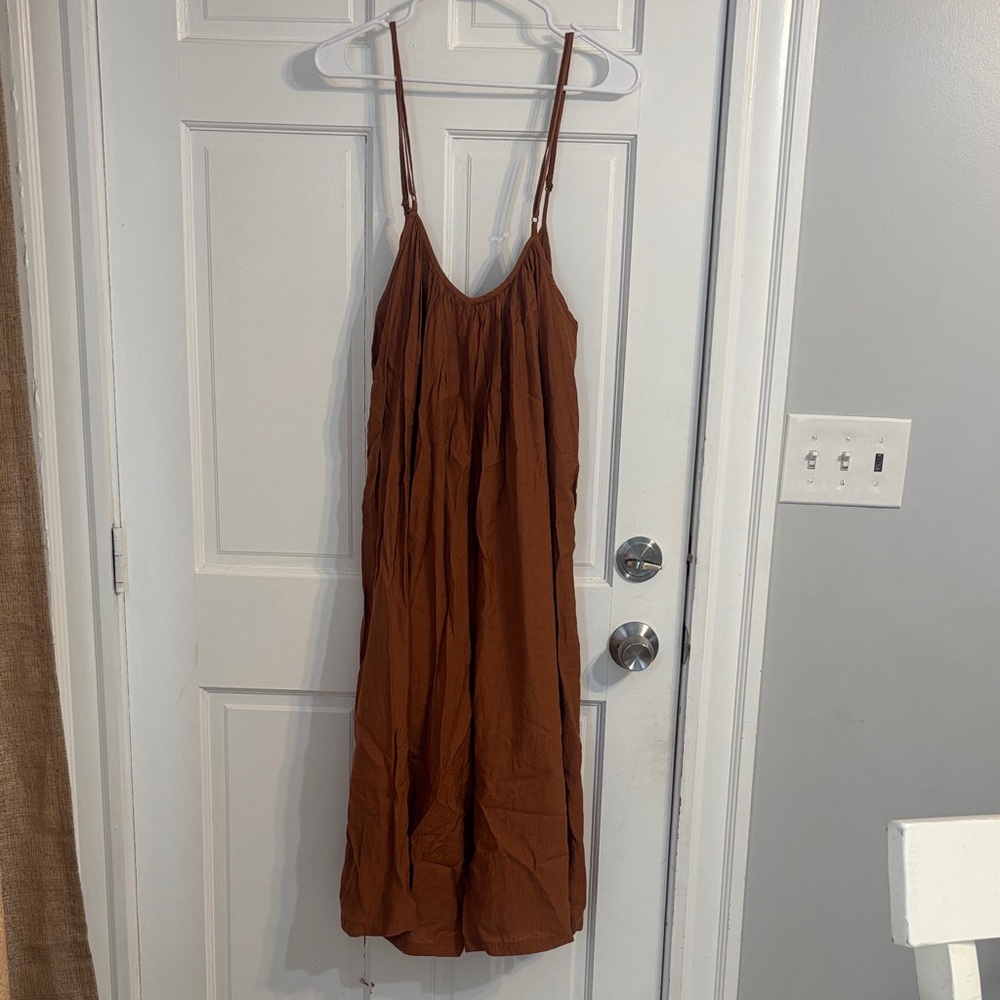 Rust Brown Spaghetti Strap Maxi Dress